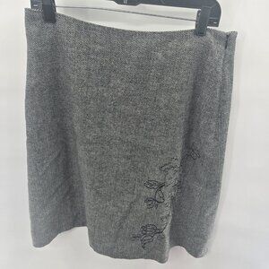 Vintage Geoffrey Beene Sport Wool Blend Lined Floral Embroidery Skirt Size 12